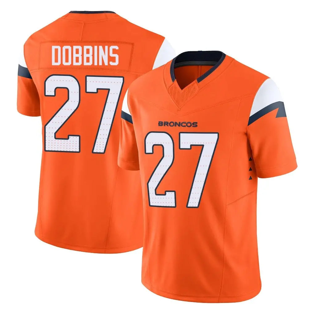 Seanshop D.Broncos #27 J.K. Dobbins Player Orange Vapor F.U.S.E. Limited Home Game Stitched Jerseys