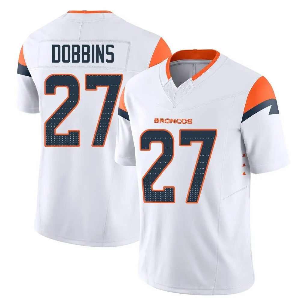Seanshop D.Broncos #27 J.K. Dobbins Player White Limited Vapor F.U.S.E. Home Game Stitched Jerseys