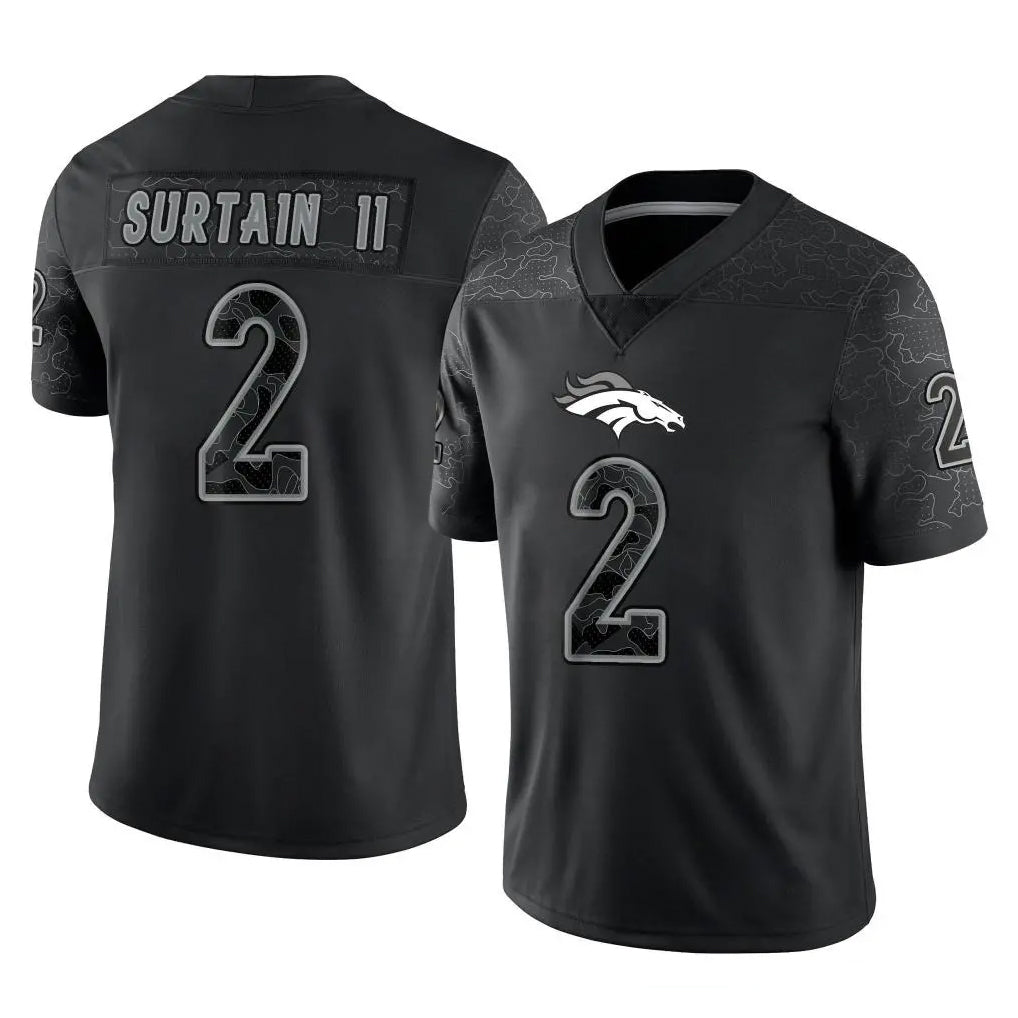 Seanshop D.Broncos #2 Pat Surtain II Player Black Reflective Limited Stitched Jerseys