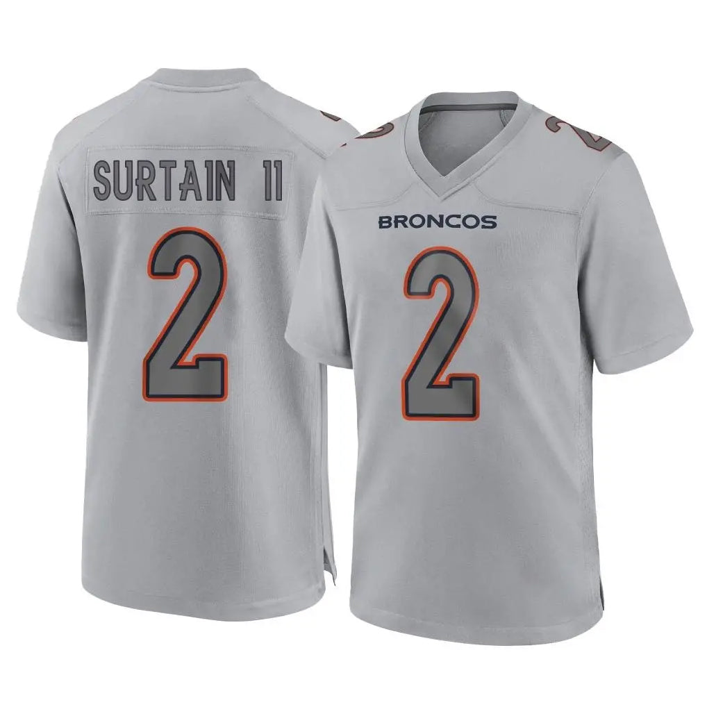 Seanshop D.Broncos #2 Pat Surtain II Player Gray Atmosphere Fashion Limited Game Stitched Jerseys