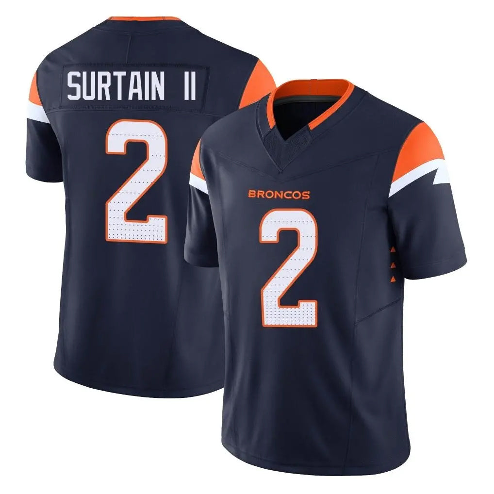 Seanshop D.Broncos #2 Pat Surtain II Player Navy Limited Vapor F.U.S.E. Home Game Stitched Jerseys
