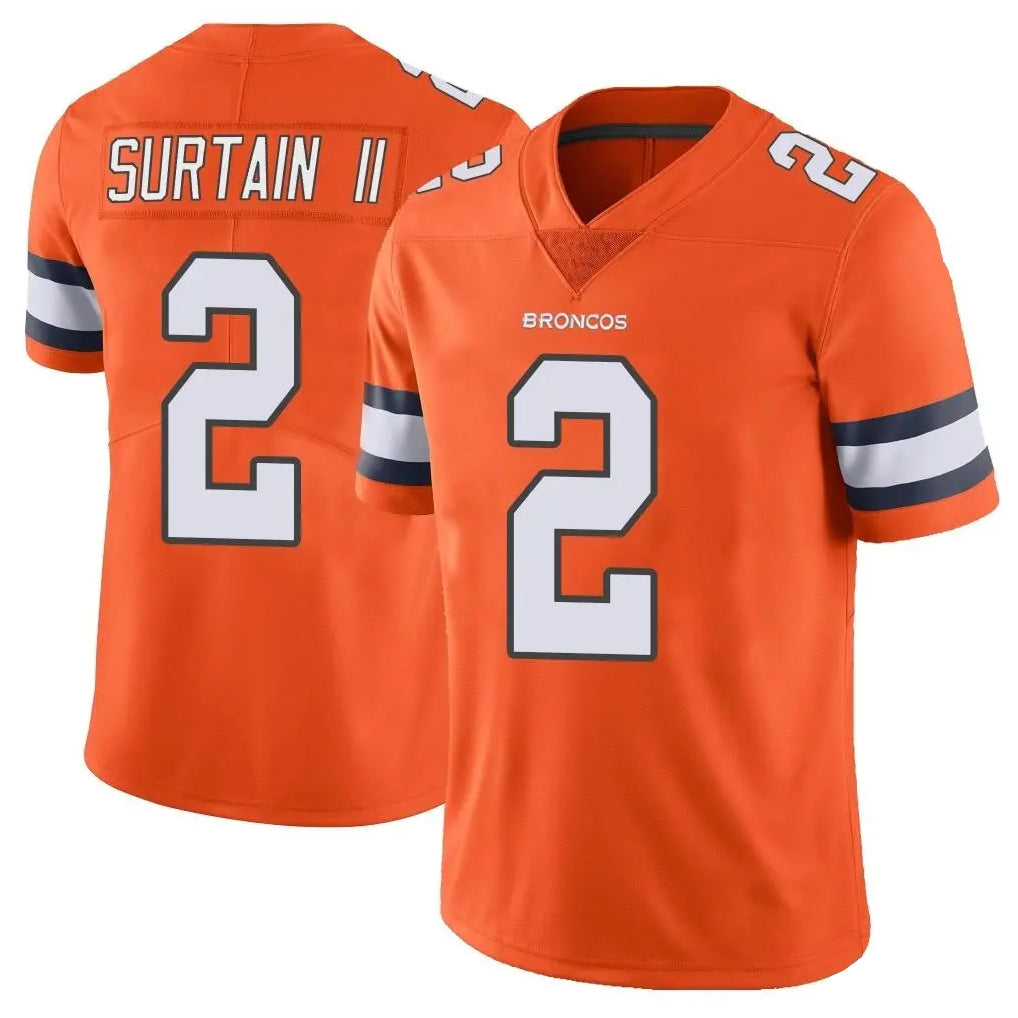 Seanshop D.Broncos #2 Pat Surtain II Player Orange Vapor Untouchable Limited Home Game Stitched Jerseys
