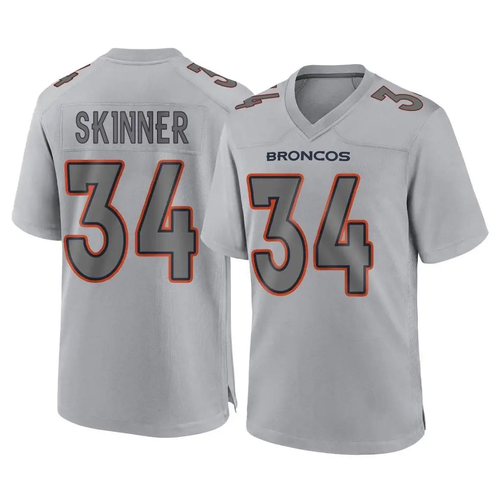 Seanshop D.Broncos #34 JL Skinner Player Gray Atmosphere Fashion Limited Game Stitched Jerseys