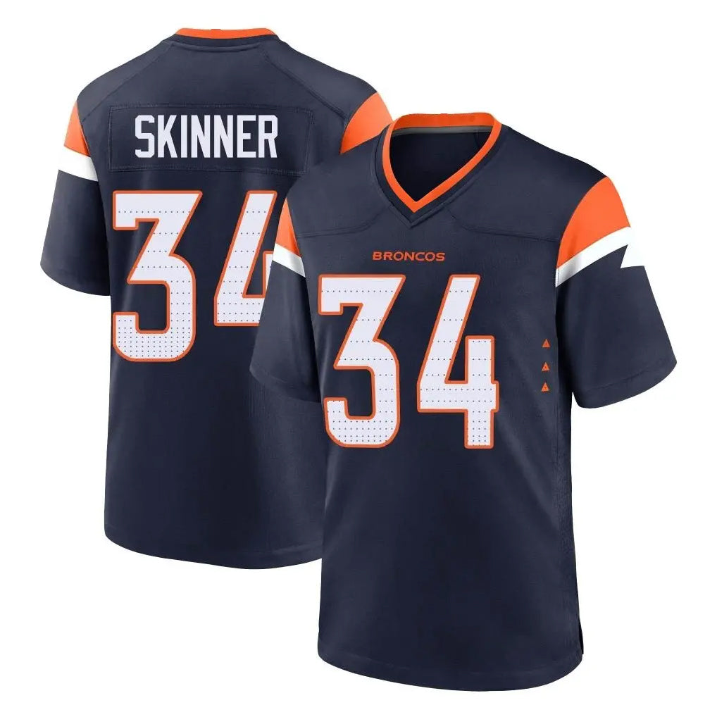 Seanshop D.Broncos #34 JL Skinner Player Navy Home Game Stitched Jerseys