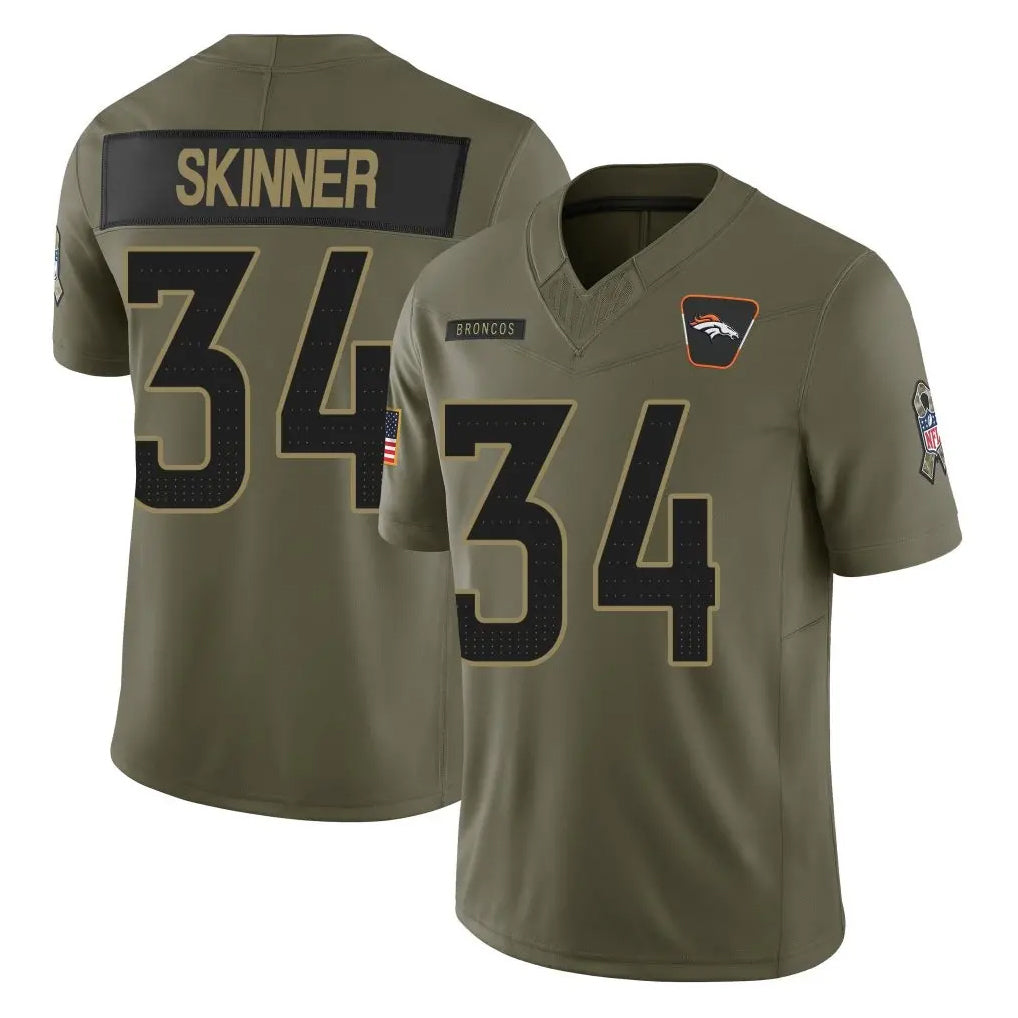 Seanshop D.Broncos #34 JL Skinner Player Olive 2025 Salute To Service Limited Home Game Stitched Jerseys