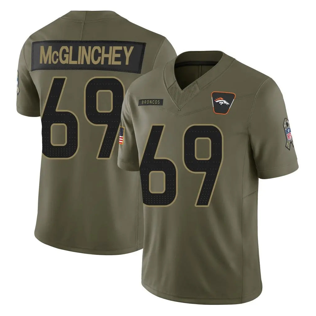Seanshop D.Broncos #69 Mike McGlinchey Player Olive 2025 Salute To Service Limited Home Game Stitched Jerseys