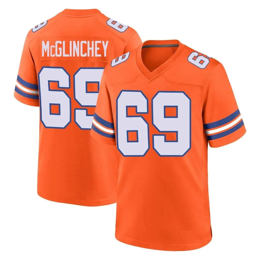 Seanshop D.Broncos #69 Mike McGlinchey Player Orange Alternate Collection Throwback Game Stitched Jerseys