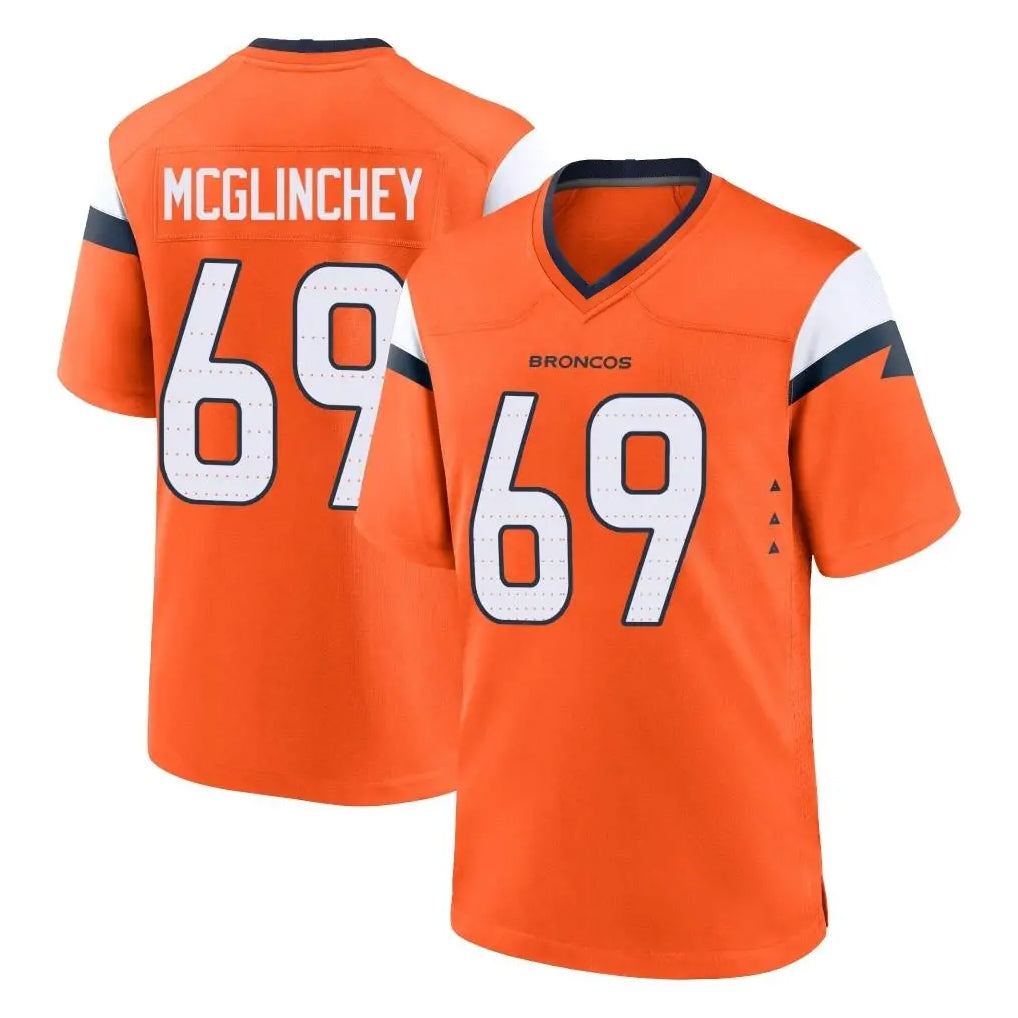 Seanshop D.Broncos #69 Mike McGlinchey Player Orange Home Game Stitched Jerseys
