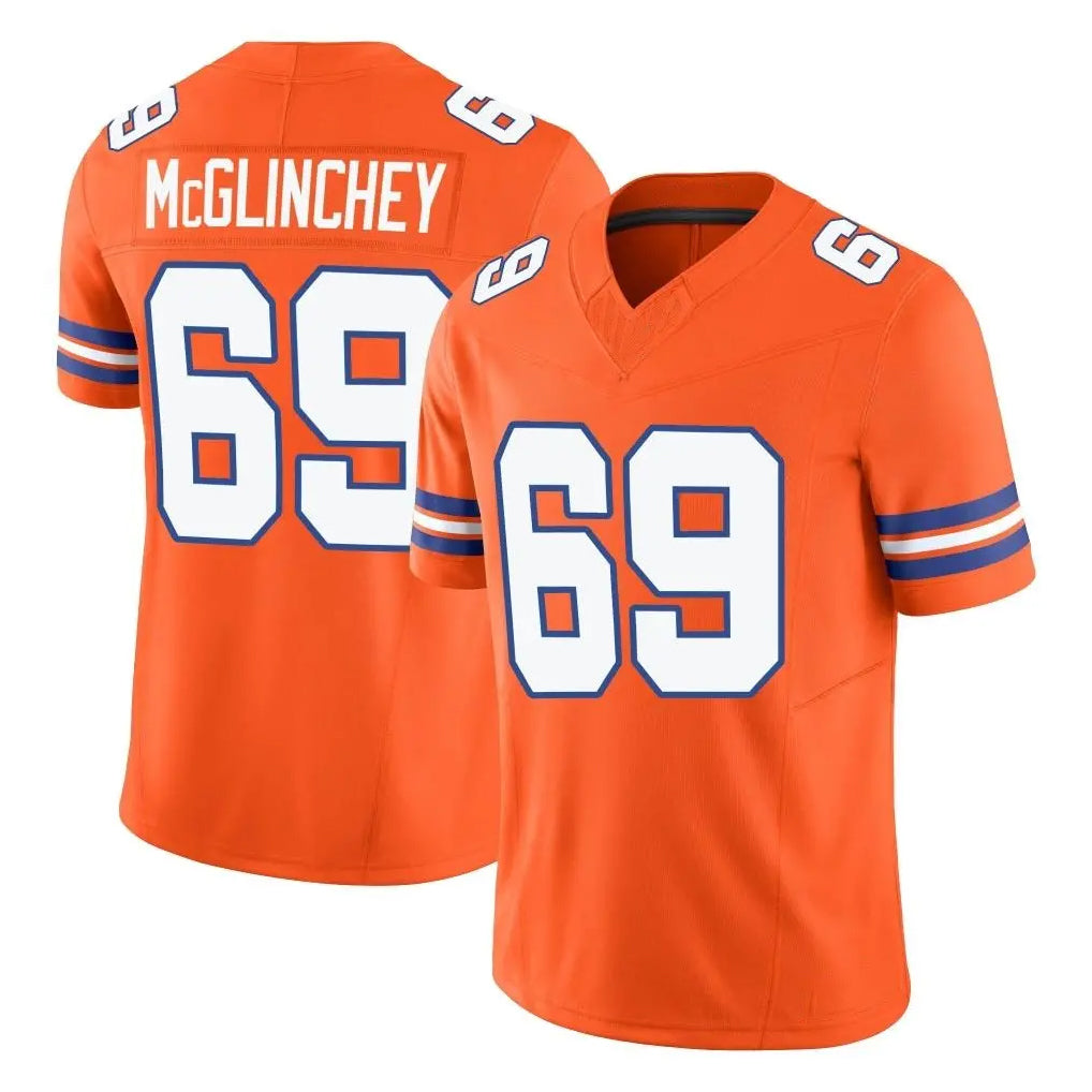 Seanshop D.Broncos #69 Mike McGlinchey Player Orange Limited Alternate Vapor F.U.S.E. Throwback Game Stitched Jerseys