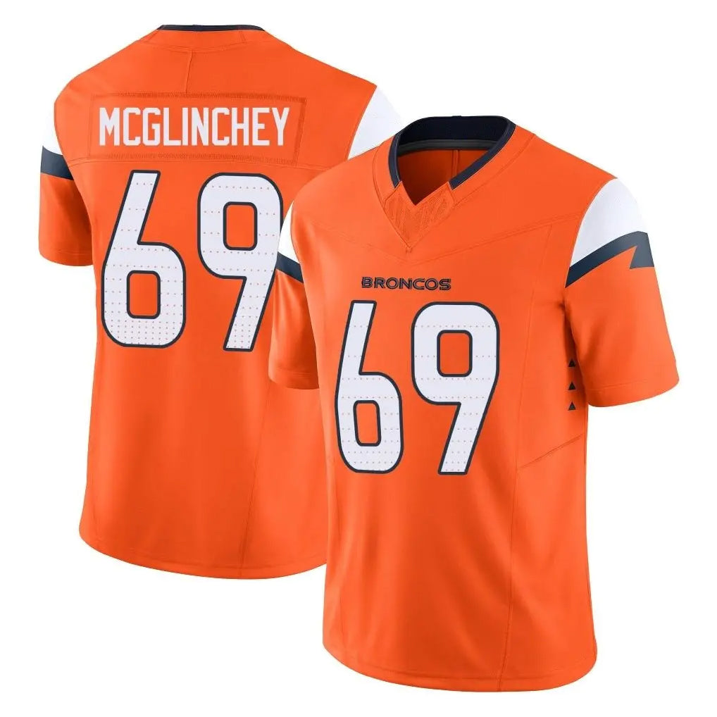 Seanshop D.Broncos #69 Mike McGlinchey Player Orange Vapor F.U.S.E. Limited Home Game Stitched Jerseys