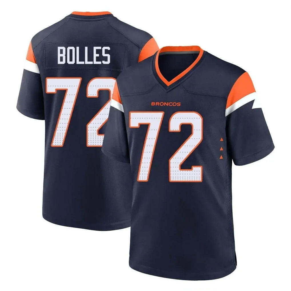 Seanshop D.Broncos #72 Garett Bolles Player Navy Home Game Stitched Jerseys