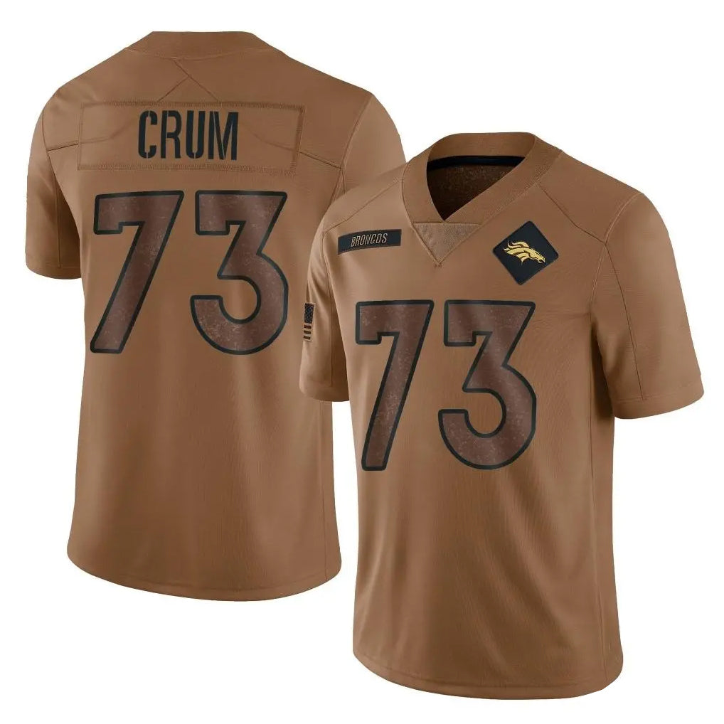 Seanshop D.Broncos #73 Frank Crum Player Brown Salute To Service Limited Stitched Jerseys