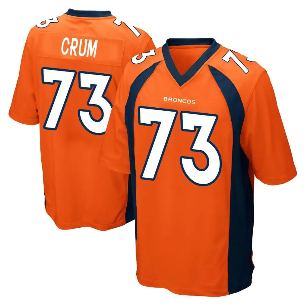 Seanshop D.Broncos #73 Frank Crum Player Orange Color Home Game Stitched Jerseys