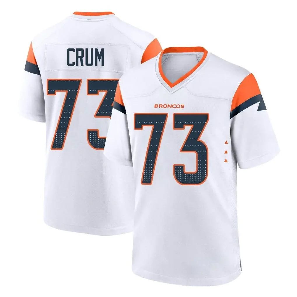 Seanshop D.Broncos #73 Frank Crum Player White Home Game Stitched Jerseys