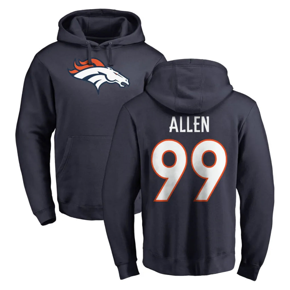 Seanshop D.Broncos #99 Zach Allen Player Navy Pullover Hoodie Limited Stitched Jerseys