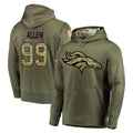 Seanshop D.Broncos #99 Zach Allen Player Olive Salute to Service Pullover Hoodies Home Game Stitched Jerseys