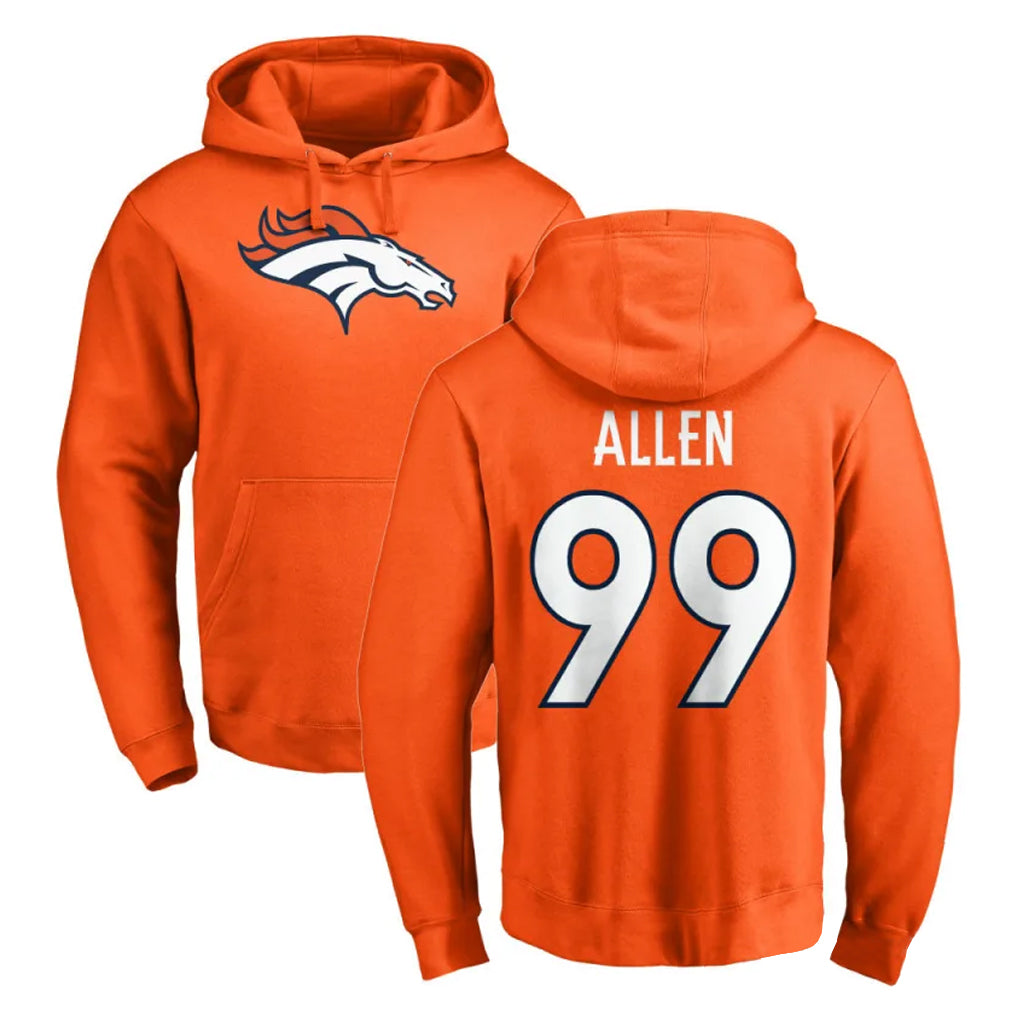 Seanshop D.Broncos #99 Zach Allen Player Orange Pullover Hoodie Limited Stitched Jerseys