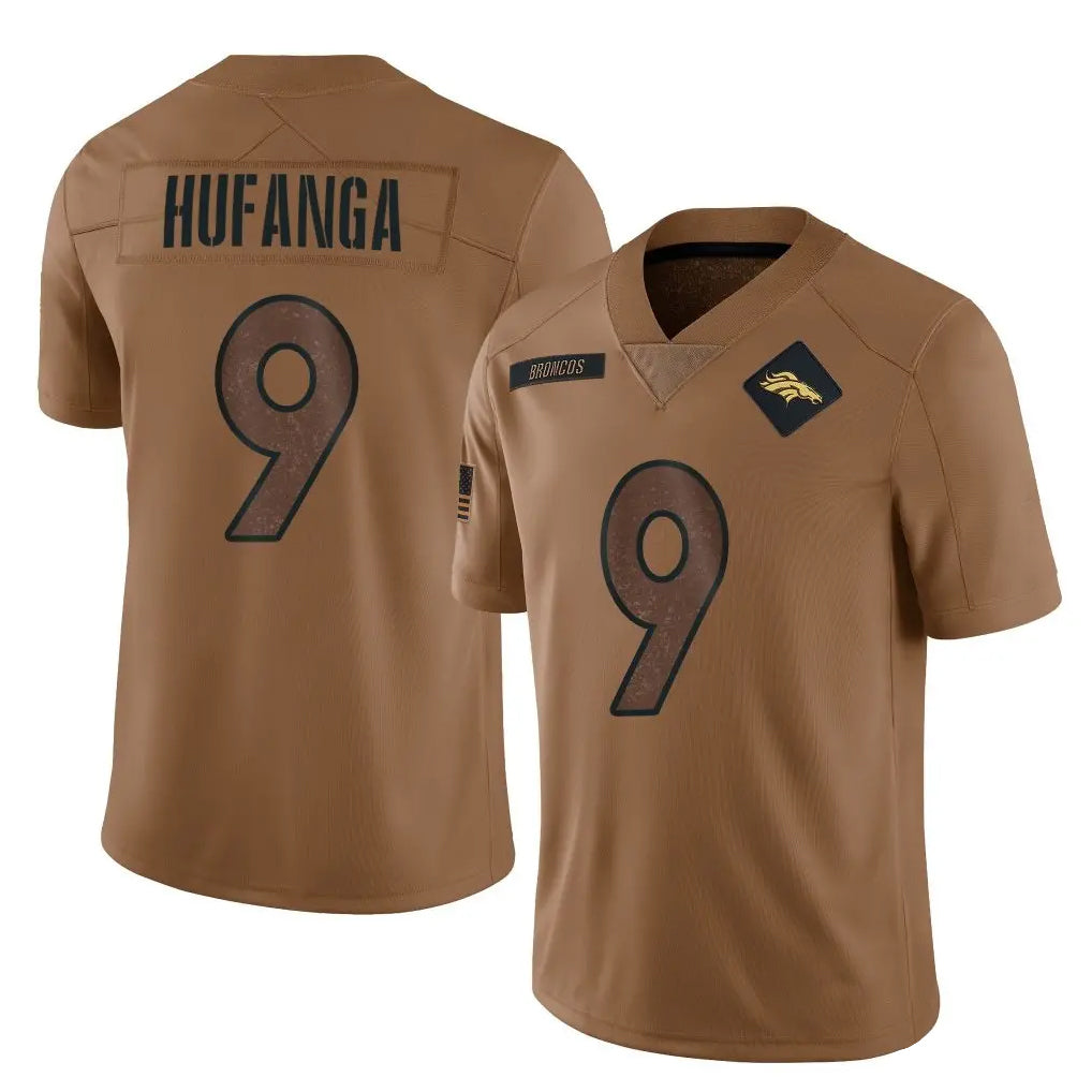 Seanshop D.Broncos #9 Talanoa Hufanga Player Brown Salute To Service Limited Stitched Jerseys