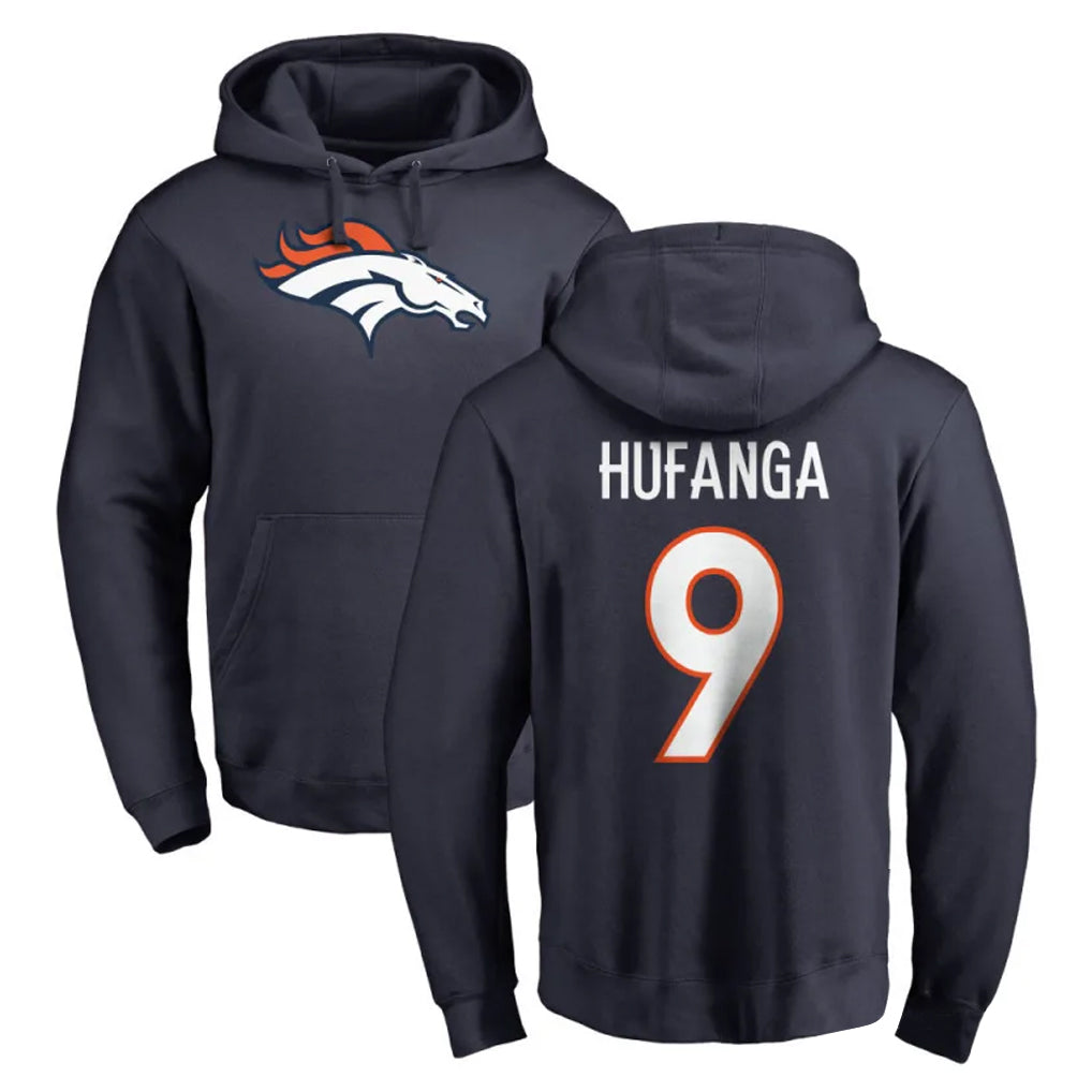 Seanshop D.Broncos #9 Talanoa Hufanga Player Navy Pullover Hoodie Limited Stitched Jerseys