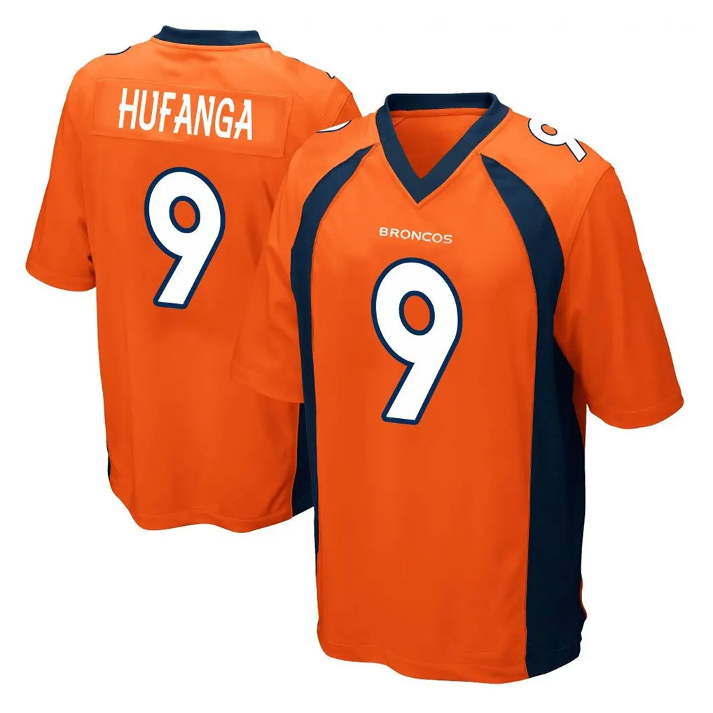 Seanshop D.Broncos #9 Talanoa Hufanga Player Orange Color Home Game Stitched Jerseys