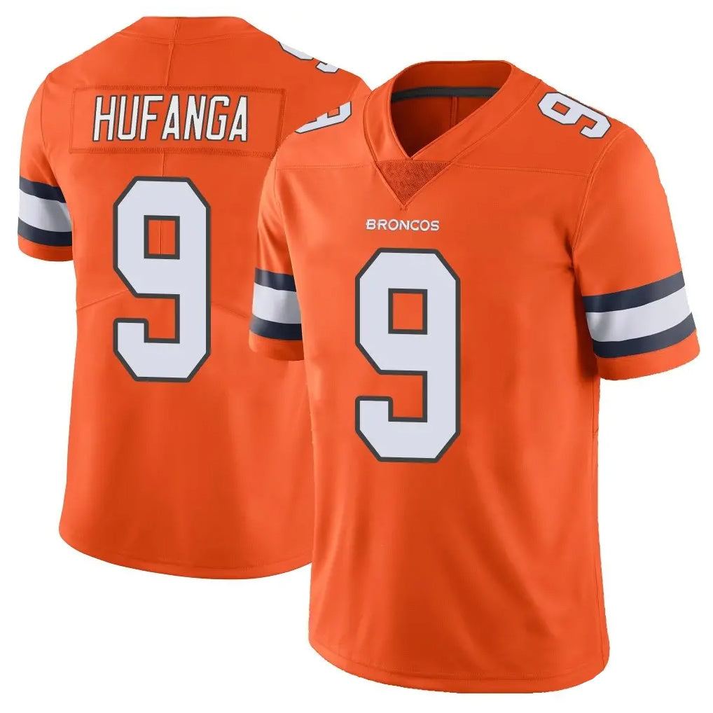 Seanshop D.Broncos #9 Talanoa Hufanga Player Orange Vapor Untouchable Limited Home Game Stitched Jerseys