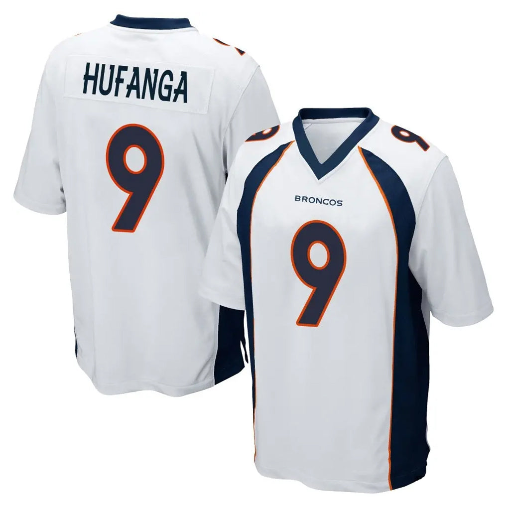 Seanshop D.Broncos #9 Talanoa Hufanga Player White Game Stitched Jerseys