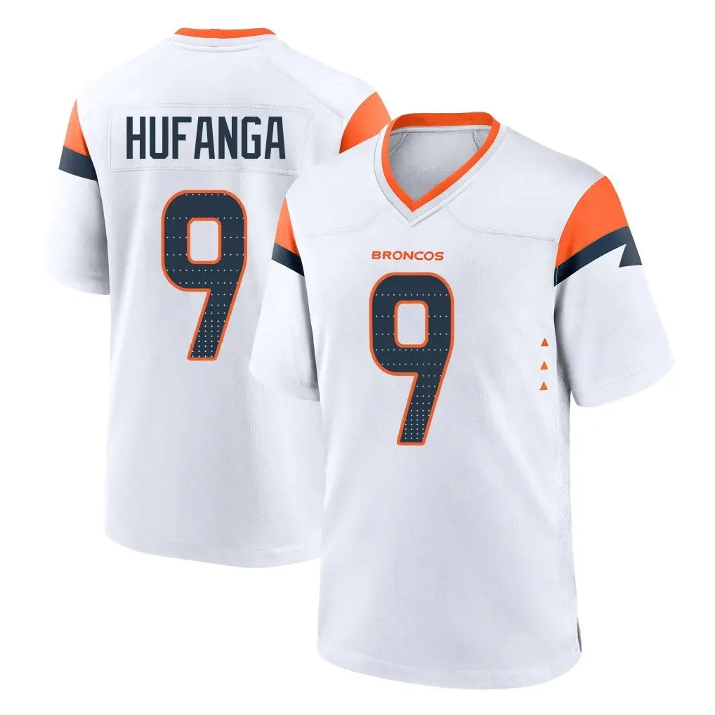 Seanshop D.Broncos #9 Talanoa Hufanga Player White Home Game Stitched Jerseys