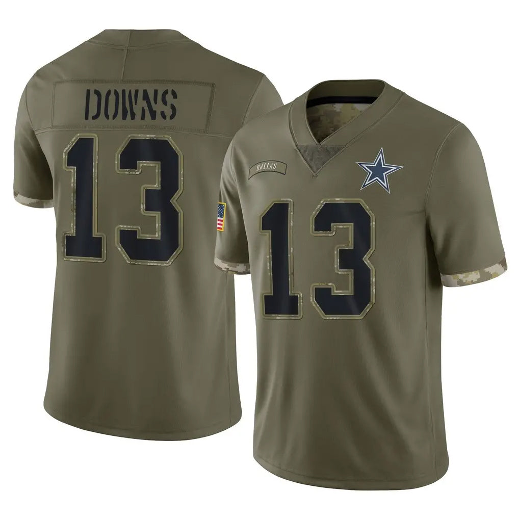 Seanshop D.Cowboys #13 Caleb Downs Player Olive Salute to Service Limited Game Stitched Jerseys