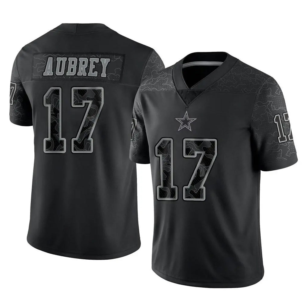 Seanshop D.Cowboys #17 Brandon Aubrey Player Black Limited Reflective Home Game Stitched Jerseys