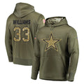 Seanshop D.Cowboys #33 Javonte Williams Player Olive Salute to Service Pullover Hoodies Home Game Stitched Jerseys