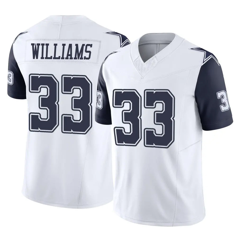 Seanshop D.Cowboys #33 Javonte Williams Player White-Navy Limited Vapor F.U.S.E. Home Game Stitched Jerseys