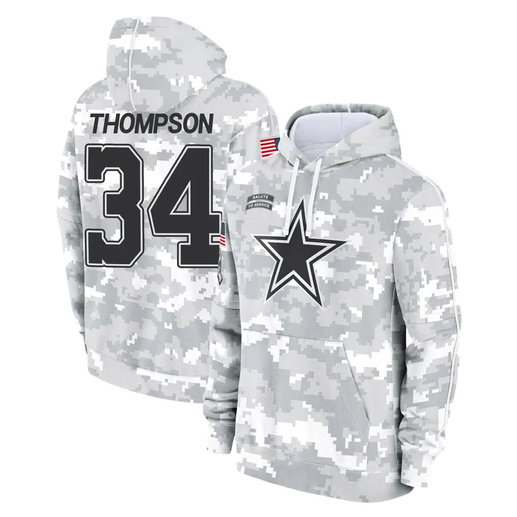 Seanshop D.Cowboys #34 Jalen Thompson Player Arctic Camo Salute to Service Hoodies Limited Game Stitched Jerseys