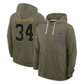 Seanshop D.Cowboys #34 Jalen Thompson Player Olive Salute to Service Pullover Hoodies Limited Stitched Jerseys