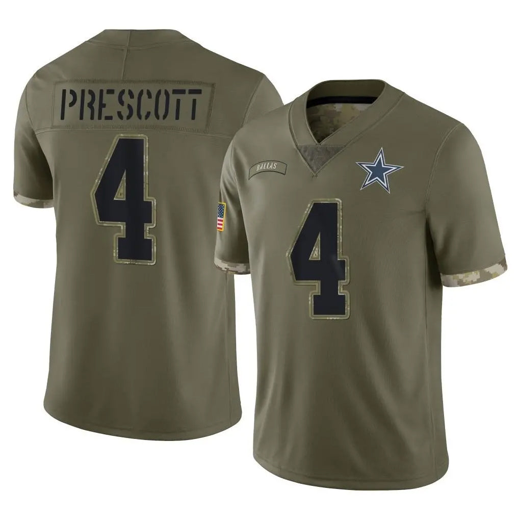Seanshop D.Cowboys #4 Dak Prescott Player Olive Salute to Service Limited Game Stitched Jerseys