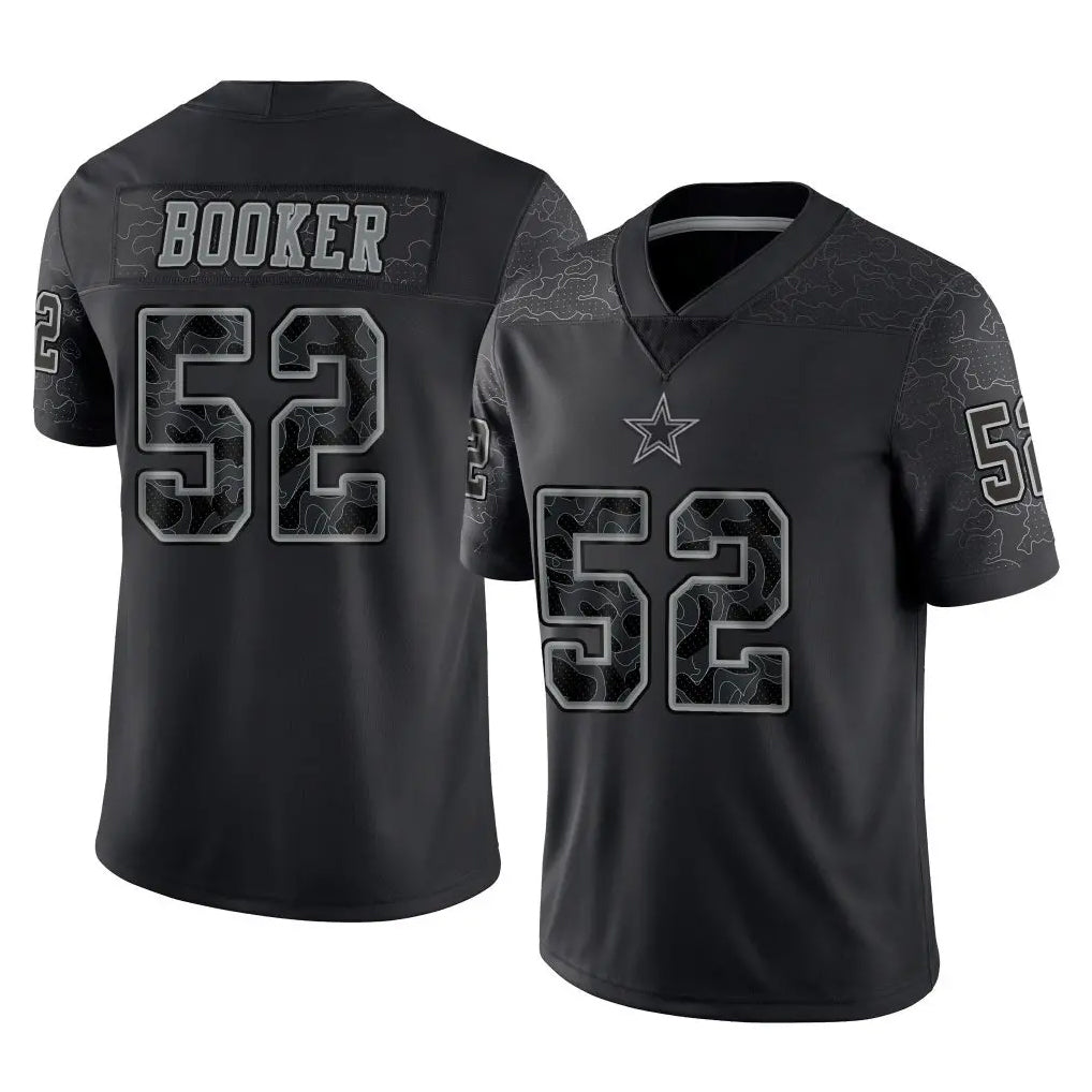 Seanshop D.Cowboys #52 Tyler Booker Player Black Limited Reflective Home Game Stitched Jerseys