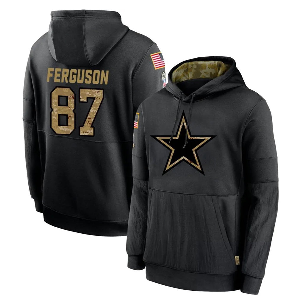 Seanshop D.Cowboys #87 Jake Ferguson Player Black Salute to Service Pullover Hoodies Limited Stitched Jerseys