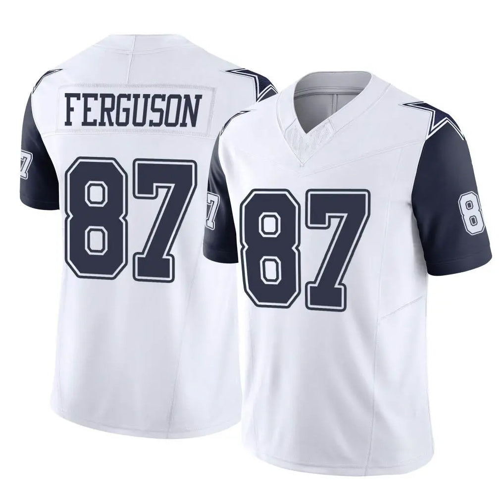 Seanshop D.Cowboys #87 Jake Ferguson Player White-Navy Limited Vapor F.U.S.E. Home Game Stitched Jerseys