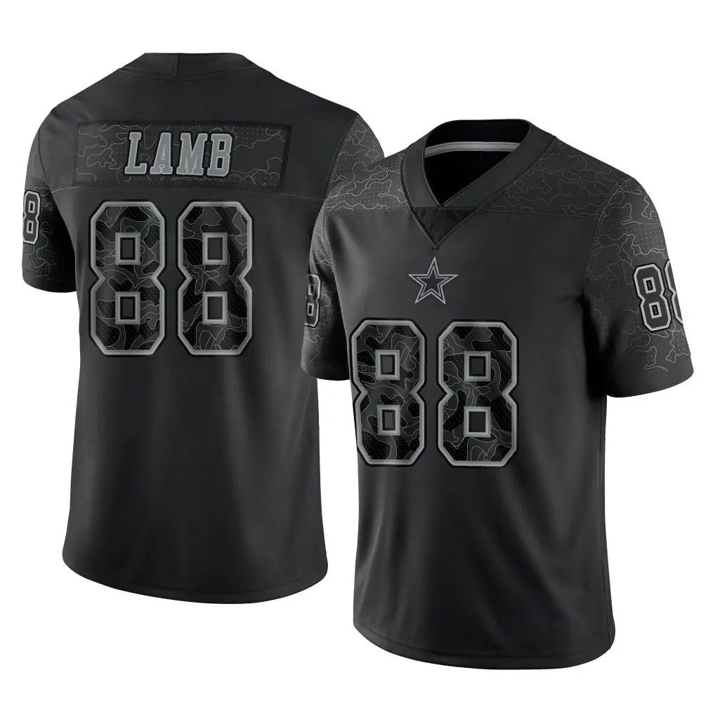 Seanshop D.Cowboys #88 CeeDee Lamb Player Black Limited Reflective Home Game Stitched Jerseys