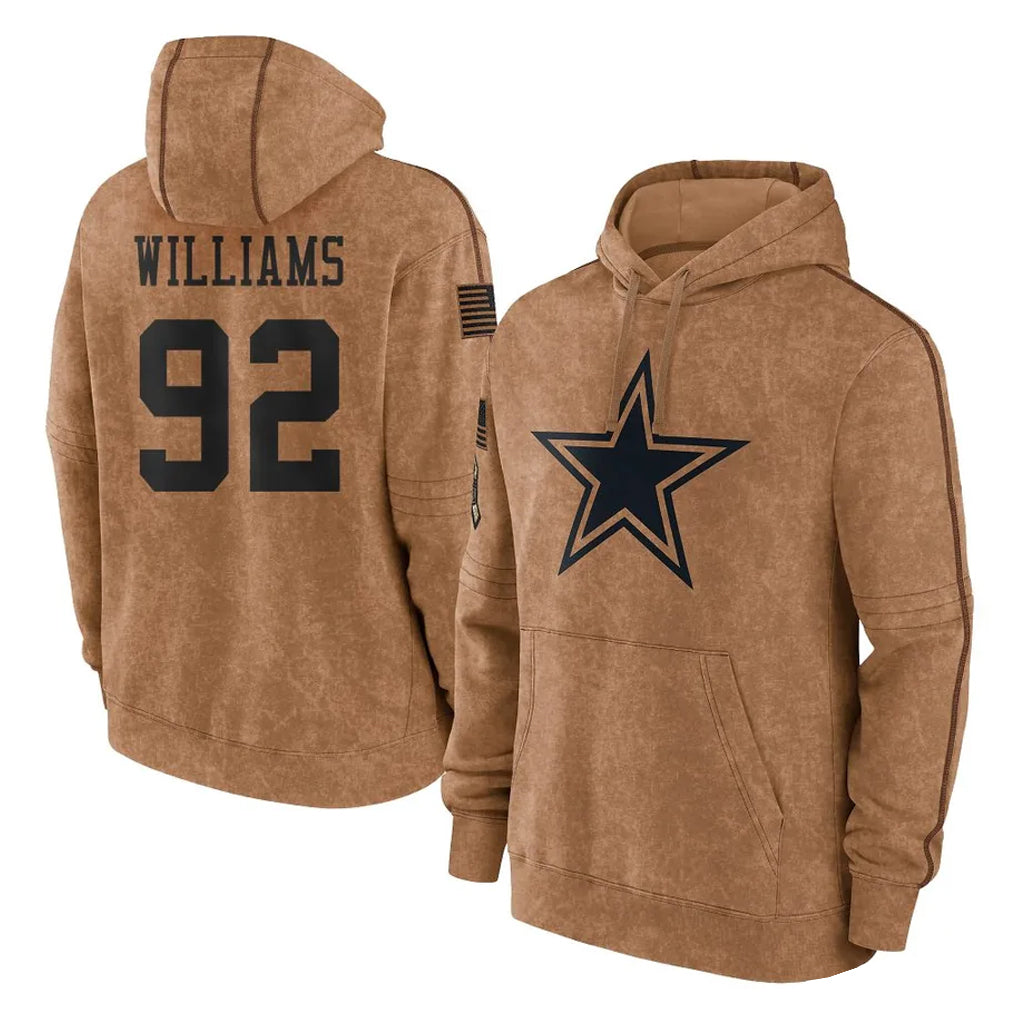 Seanshop D.Cowboys #92 Quinnen Williams Player Brown Salute to Service Hoodies Limited Game Stitched Jerseys