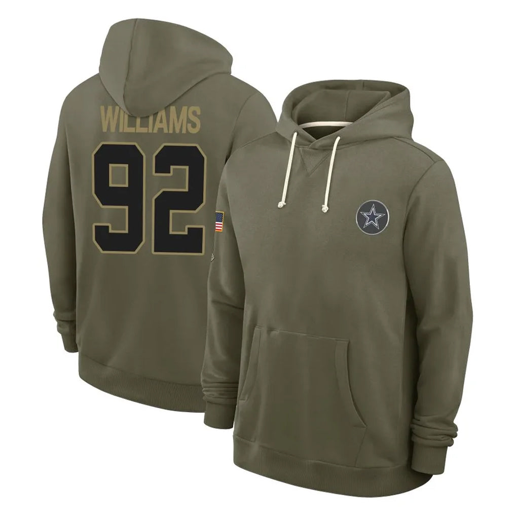Seanshop D.Cowboys #92 Quinnen Williams Player Olive Salute to Service Pullover Hoodies Limited Stitched Jerseys