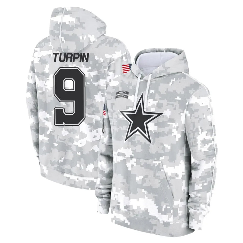 Seanshop D.Cowboys #9 KaVontae Turpin Player Arctic Camo Salute to Service Hoodies Limited Game Stitched Jerseys
