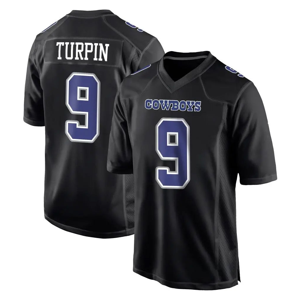 Seanshop D.Cowboys #9 KaVontae Turpin Player Carbon Black Fashion Home Game Stitched Jerseys