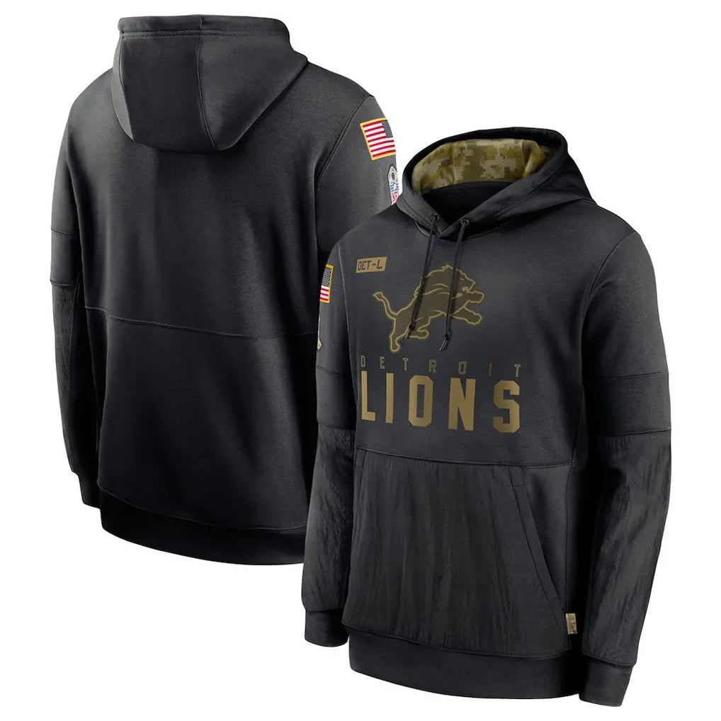 Seanshop D.Lions Black Salute to Service Pullover Hoodies Limited Blank Player Stitched Jerseys