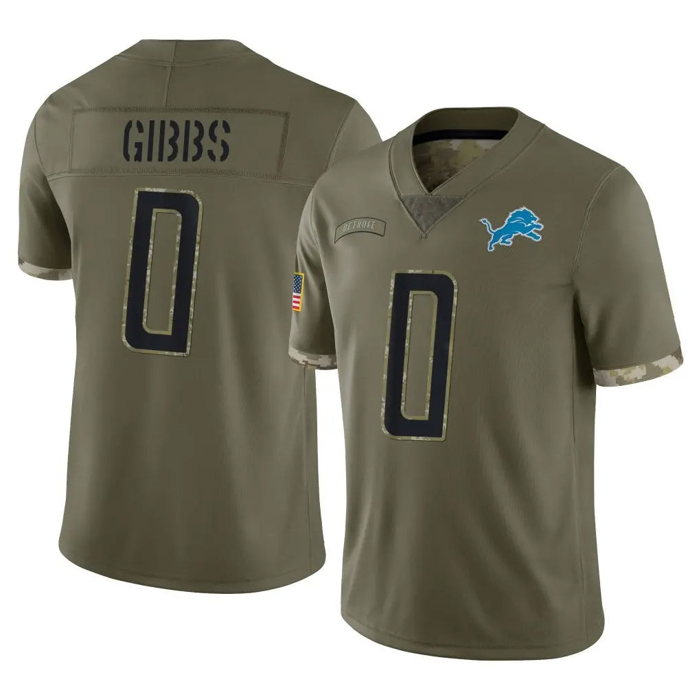 Seanshop D.Lions #0 Jahmyr Gibbs Player Olive Salute To Service Limited Stitched Jerseys