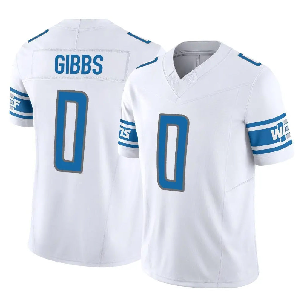 Seanshop D.Lions #0 Jahmyr Gibbs Player White Vapor F.U.S.E. Limited Home Game Stitched Jerseys