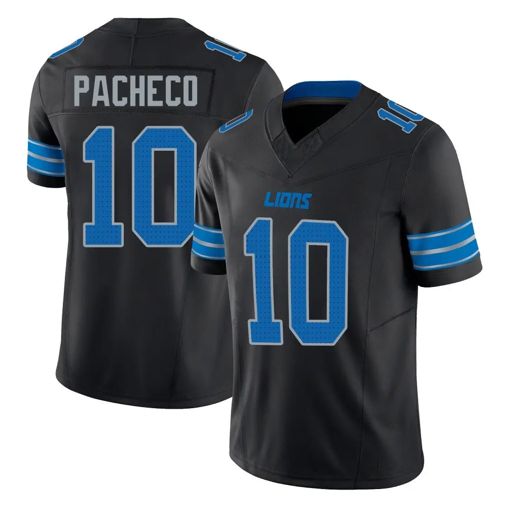 Seanshop D.Lions #10 Isiah Pacheco Player Black Alternate Vapor F.U.S.E. Limited Home Game Stitched Jerseys