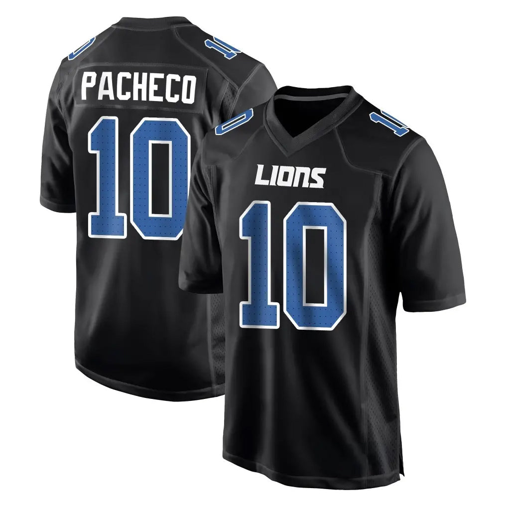 Seanshop D.Lions #10 Isiah Pacheco Player Black Fashion Home Game Stitched Jerseys