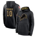 Seanshop D.Lions #10 Isiah Pacheco Player Black Salute to Service Hoodies Limited Game Stitched Jerseys