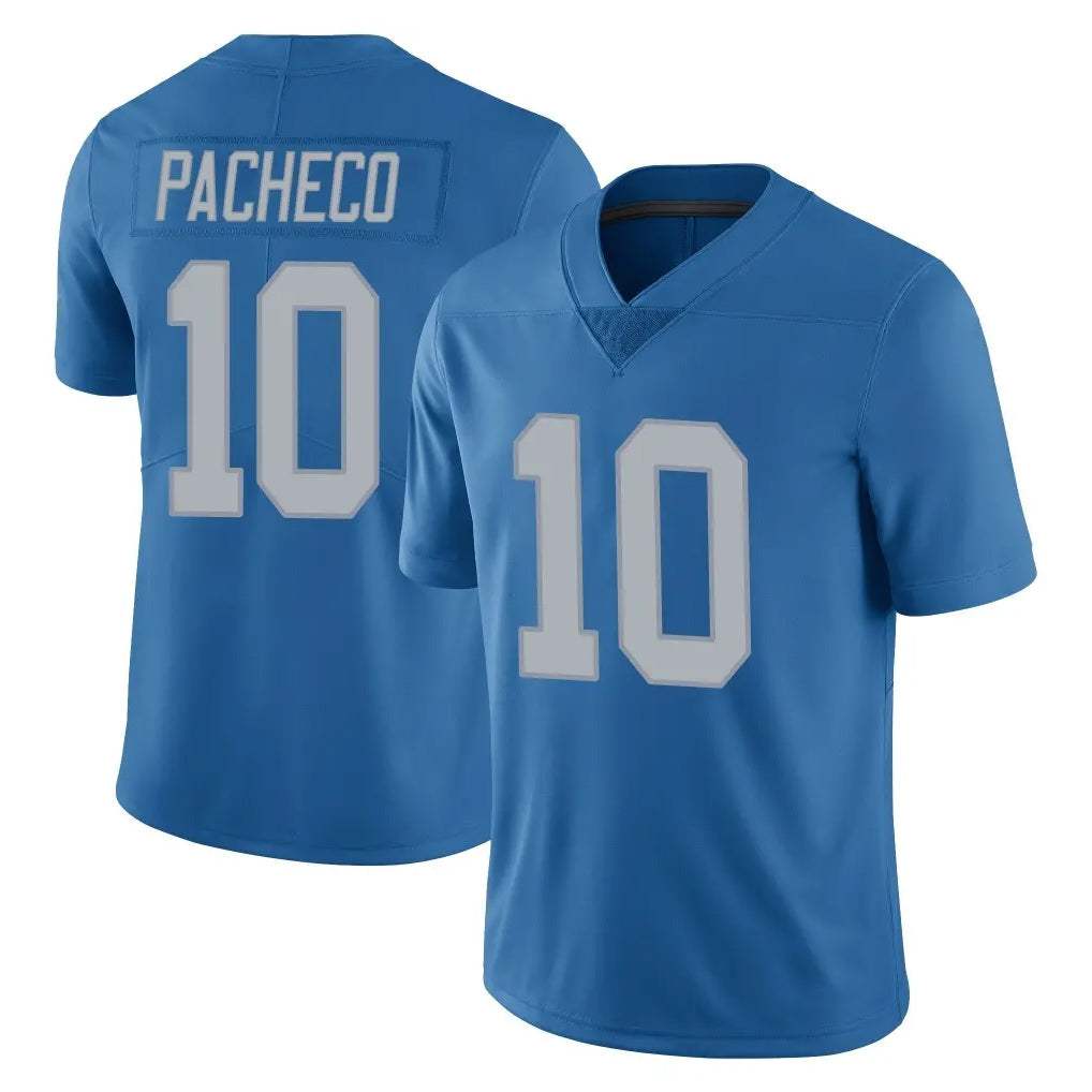 Seanshop D.Lions #10 Isiah Pacheco Player Blue Limited Throwback Vapor Untouchable Stitched Jerseys