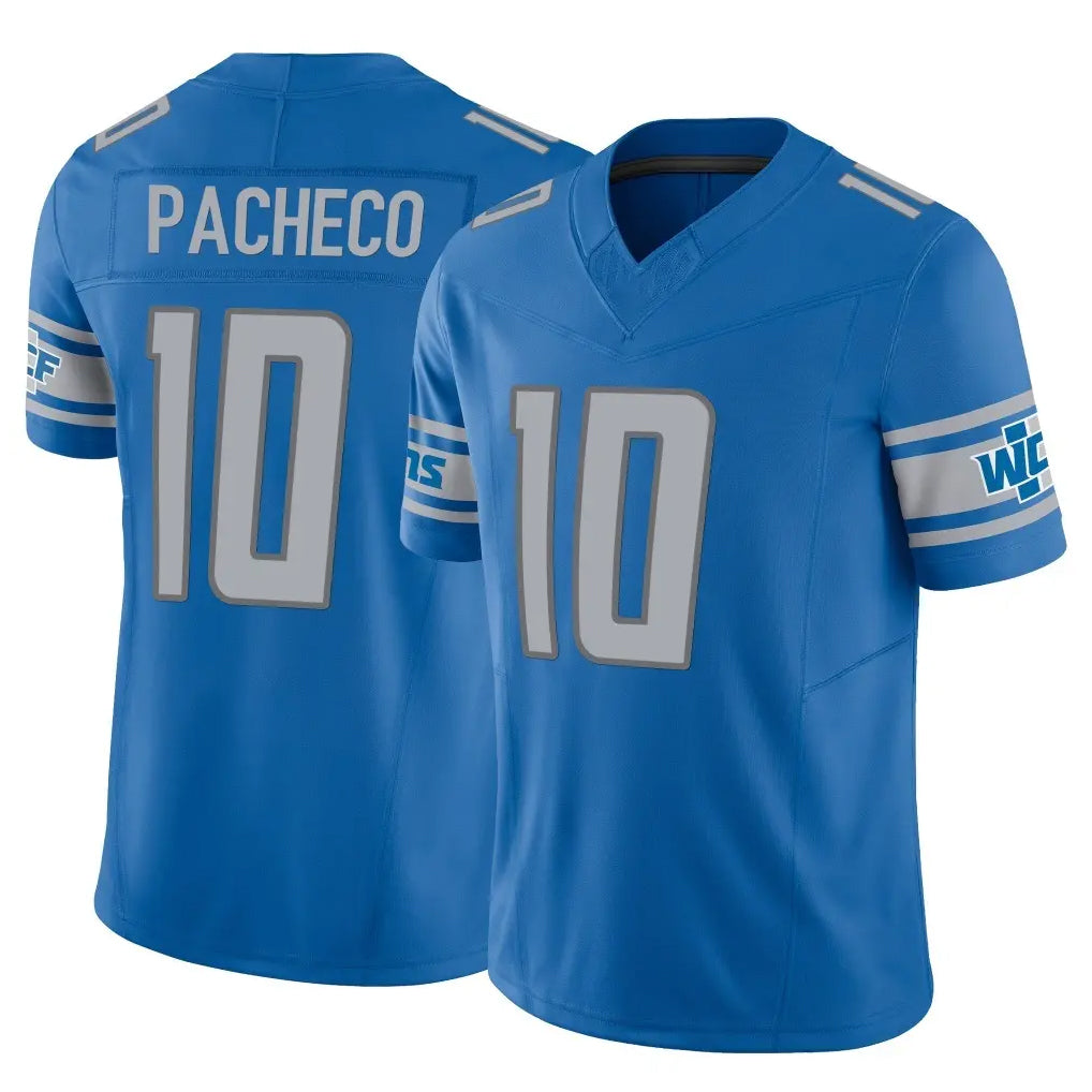 Seanshop D.Lions #10 Isiah Pacheco Player Blue Vapor F.U.S.E. Limited Home Game Stitched Jerseys